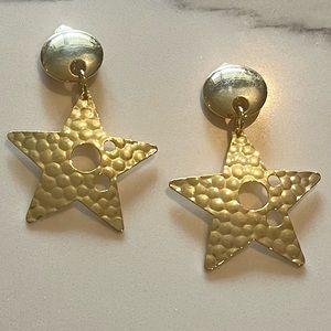 Vintage 80s Gold Oversized Star Earrings